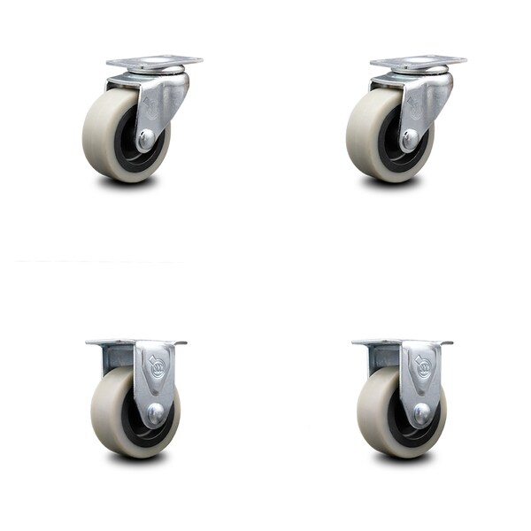 2 Inch Thermoplastic Wheel Top Plate Caster Swivel 2 Rigid, 2PK